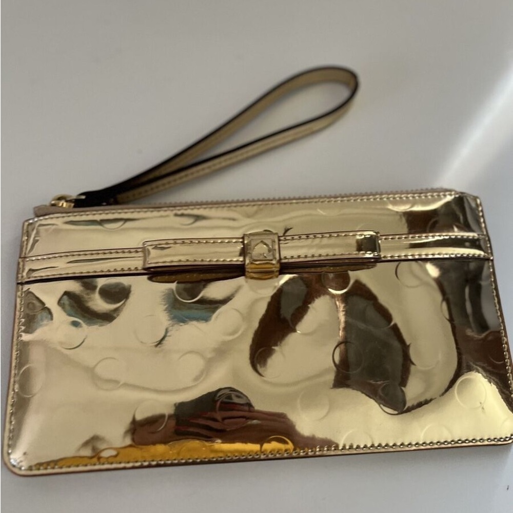 Kate Spade Gold Polka Dot Wristlet